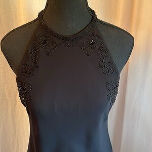 Jones New York Beaded halter neckline midi Black Dress